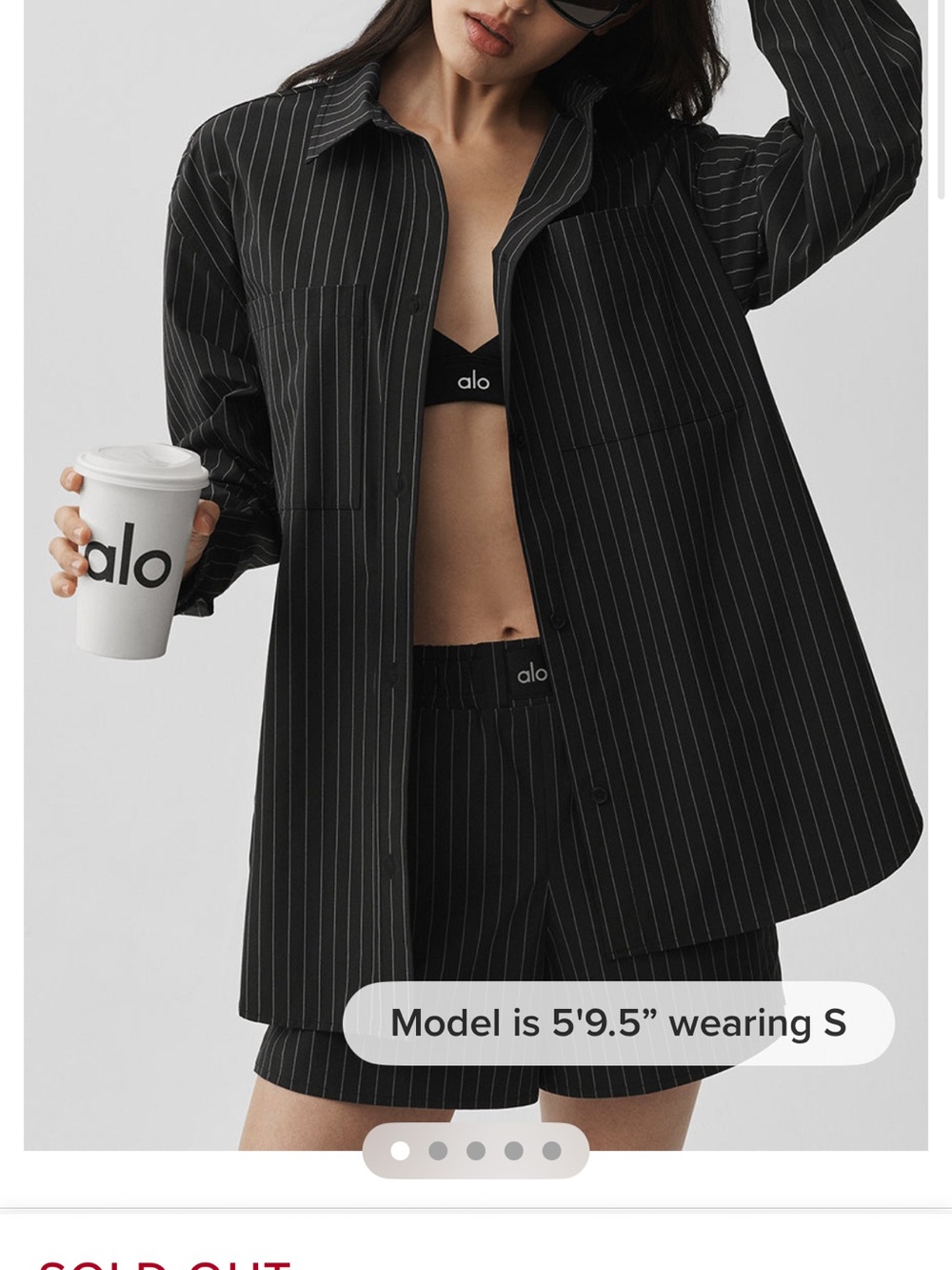 ALO Yoga Daylight Black Pinstripe Button-Down Shirt